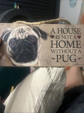 Pug Wall Sign – Beige and Black Pug Artwork